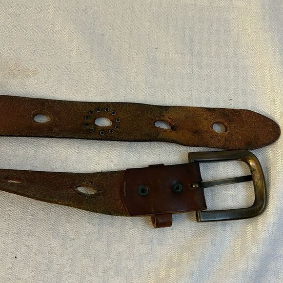 Bohemian brown studs western leather large measures 43” - Picture 1 of 7